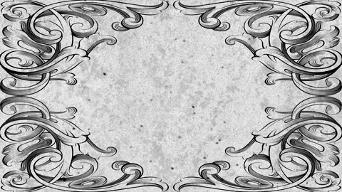 Oval ornaments frame - animated grey vintage background - white concrete wall Stock Footage 150143248