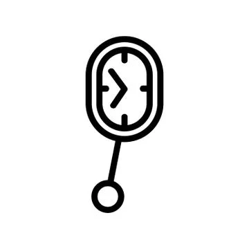 Oval pendulum clock icon vector outline illustration Stock Illustration