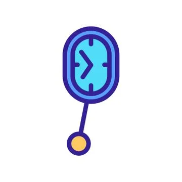 Oval pendulum clock icon vector outline illustration Stock Illustration
