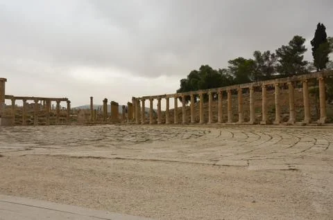 Oval plaza, jerash Stock Photos