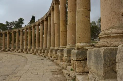 Oval plaza, jerash Stock Photos