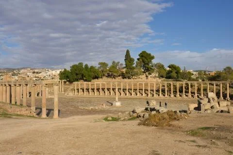 Oval plaza, jerash Stock Photos