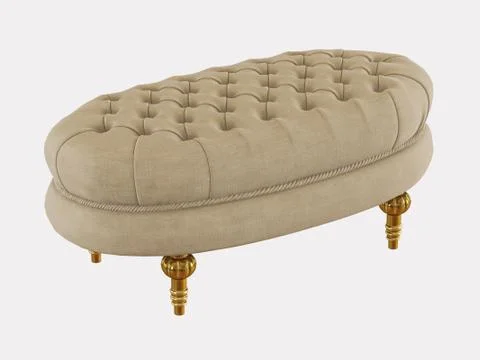 Oval pouf capitone on a white background 3d rendering Illustrazione stock