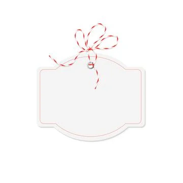Oval Price Tag with Red String Bow Stock Illustration