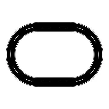 Oval racetrack loop dashed lines black road vector motion path Illustrazione stock