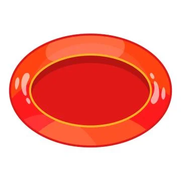 Oval red button icon, cartoon style Stock Illustration