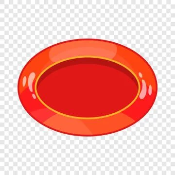 Oval red button icon, cartoon style Stock Illustration