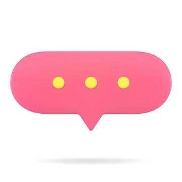 Oval red conversational web bubble 3d icon. Online chat with text comments Stock Illustration