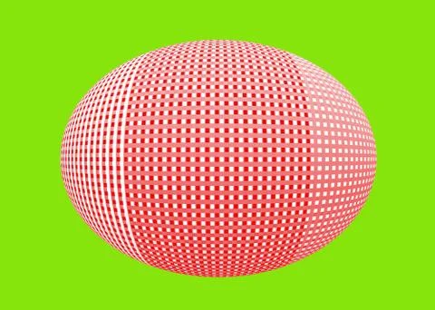 An oval red-white sphere on a light green background. Stock Illustration