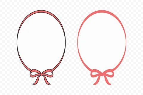 Oval Ribbon Frame with Bow Set, Vector Illustration. Elegant Decorative Oval  Stock Illustration
