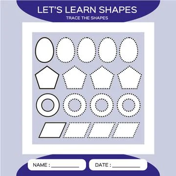 Oval, ring, parallelogram, pentagon. Basic geometric shapes for children. Learn Stock Illustration