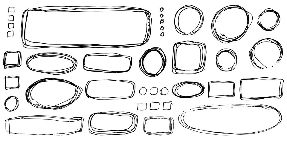 Oval, round, rectangular and square frames and labels. Stock Illustration