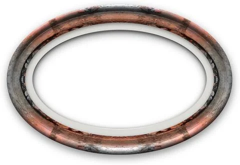 Oval rustic metallic frame with transparent background Stock Illustration