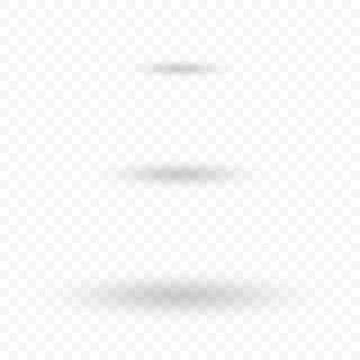 Oval shadow set. Transparent realistic shadows. Bottom design element. Stock Illustration