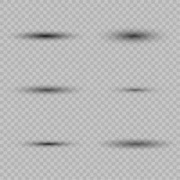 Oval shadow with soft edges vector set on checkered background Stock Illustration