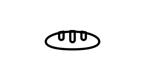 An oval shape in black and white with three parallel lines running through it Stock Footage 334853134