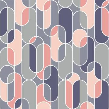 Oval shape eamless pattern in retro style Stock Illustration