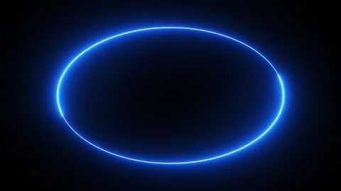Oval shape elegant neon loop with soft blue luminous Stock Footage 265789318