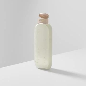 Oval shape lotion bottle mockup, falt oval shape shampoo packaging イラスト素材