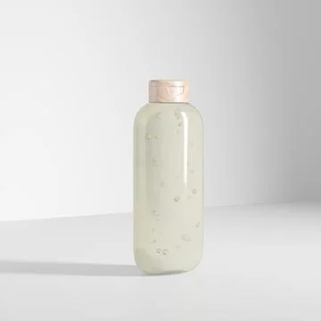 Oval shape lotion bottle mockup, falt oval shape shampoo packaging Stock Illustration