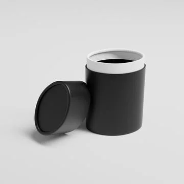 Oval shape paper tube packaging, black cylindrical paper box container Stock Illustration
