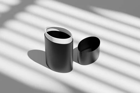 Oval shape paper tube packaging, black cylindrical paper box container Stock Illustration