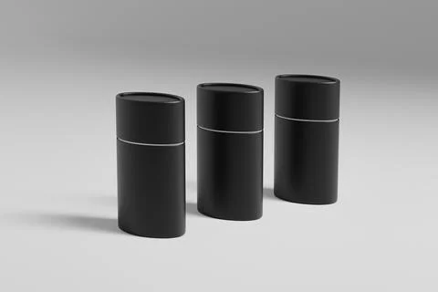 Oval shape paper tube packaging, black cylindrical paper box container Stock Illustration