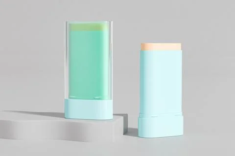 Oval shape Rotating Sunscreen Stick mockup, twist up tube cosmetic packaging Illustrazione stock