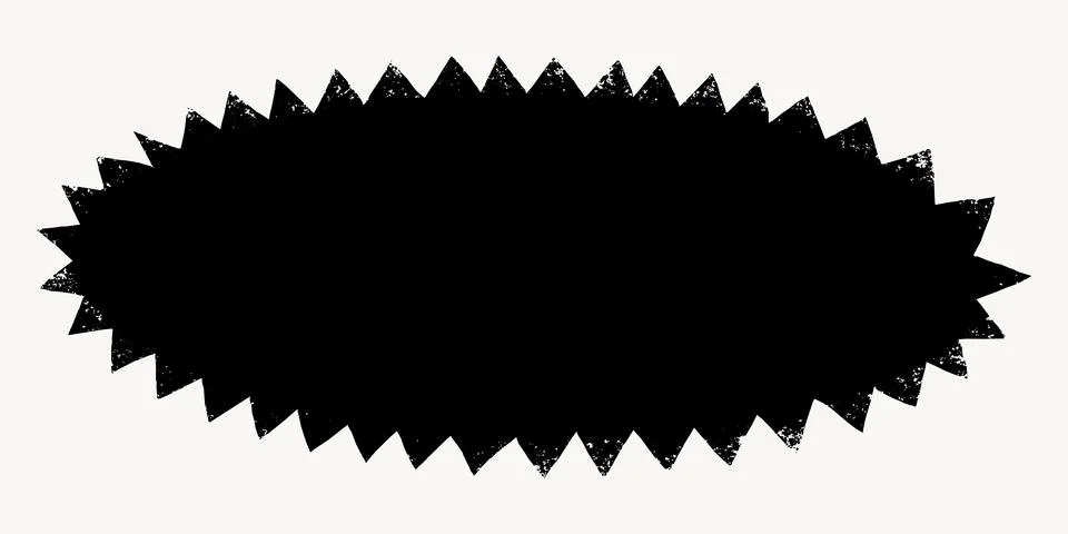 Oval shape with zigzag torn edges. Grunge style black round frame with ripped Stock Illustration