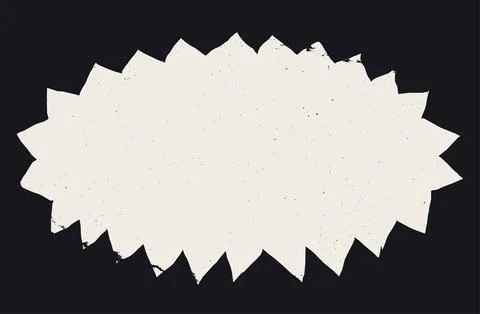 Oval shape with zigzag torn edges. Grunge style starburst round frame with Stock Illustration