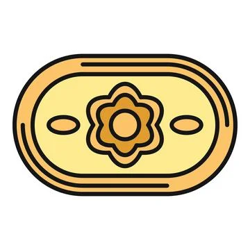 Oval shaped bathmat with floral pattern design 스톡 일러스트