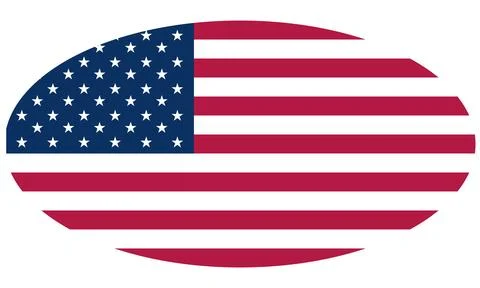 Oval shaped US flag on white background Stock Illustration