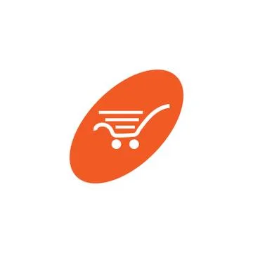 Oval shopping cart white retail logo design template Stock Illustration