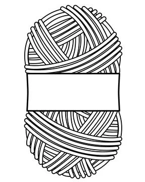 Oval skein of knitting thread with blank label - vector linear Stock Illustration