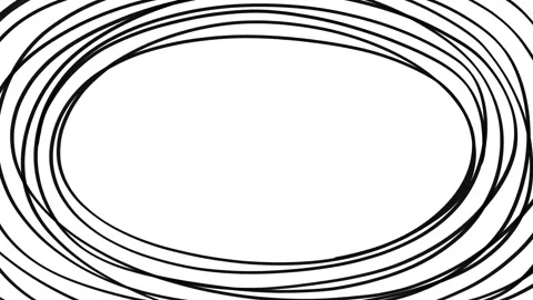 Oval sketchy lines frame, animated doodle border on a white background Stock Footage 267266455