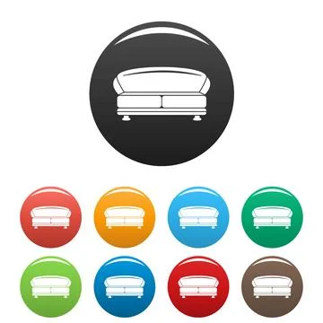 Oval sofa icons set color Stock Illustration