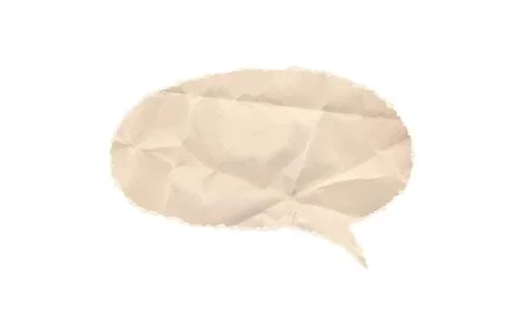 Oval speech bubble with crumpled paper teture. Vintage parchment school collage Stock Illustration