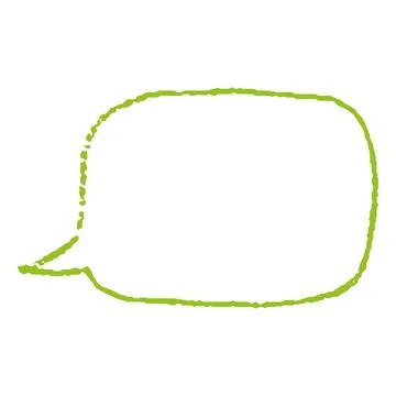 Oval speech bubble, hand drawn with green pencil or marker, childs drawing Stock Illustration