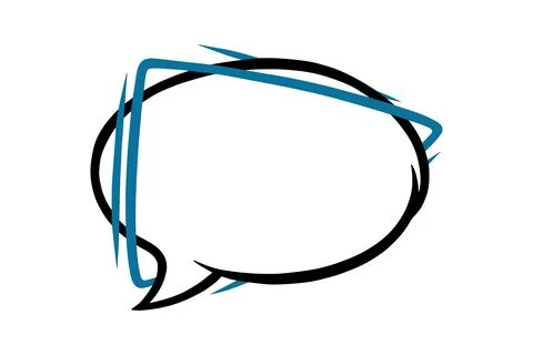 Oval speech bubble with lines. Outline speech box isolated in white background Stock Illustration