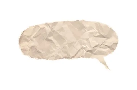 Oval speech bubble made of crumpled paper with vintage teture. Parchment cutout Stock Illustration