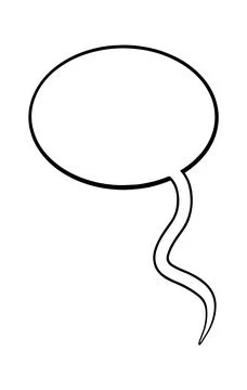 Oval speech bubble with a wavy tail, black outline on white background, empty Stock-Illustration