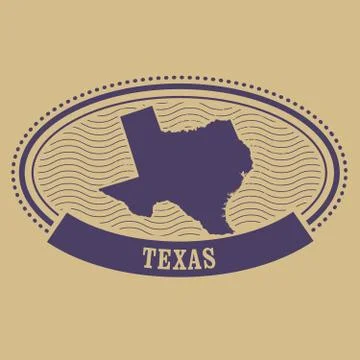 Oval stamp with Texas map contour Stock Illustration