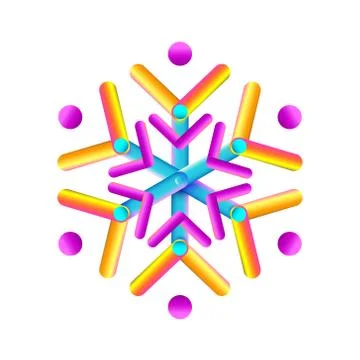 Oval strips geometric snowflake icon. Trendy gradient shapes composition. Stock Illustration