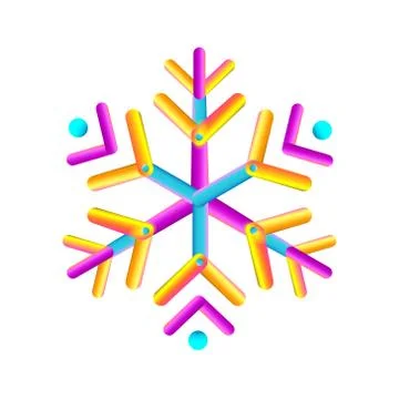 Oval strips geometric snowflake icon. Trendy gradient shapes composition. Stock Illustration