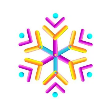 Oval strips geometric snowflake icon. Trendy gradient shapes composition. Illustrazione stock