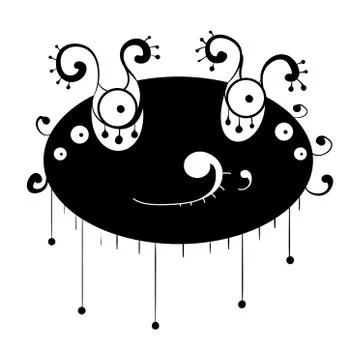 Ovalshaped monster CheekEyed. Illustrazione stock