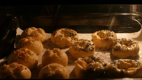 The oven baked buns Stock Footage 70279327