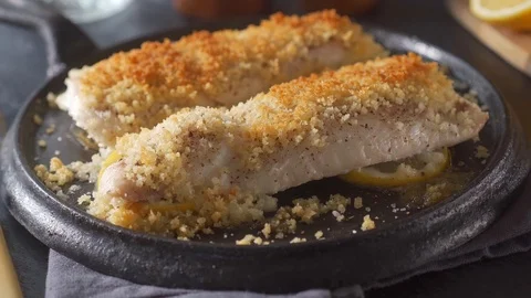 Oven Baked Fish Stock Footage 125766176