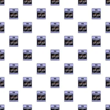 Oven baking cupcakes seamless pattern creating background design Stock Illustration