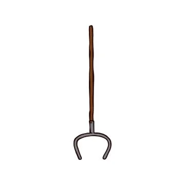 Oven fork drawing - old Russian kitchen tool for taking pots out of furnace. 스톡 일러스트